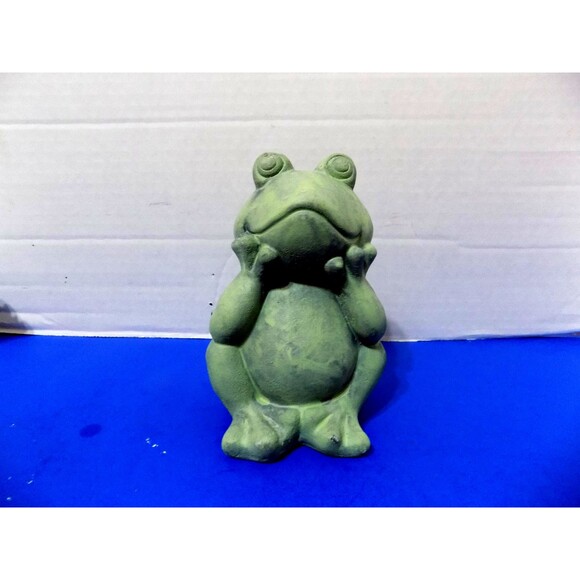 NEW Green Frog Figurine Statue Frogs Plaster - Picture 1 of 5